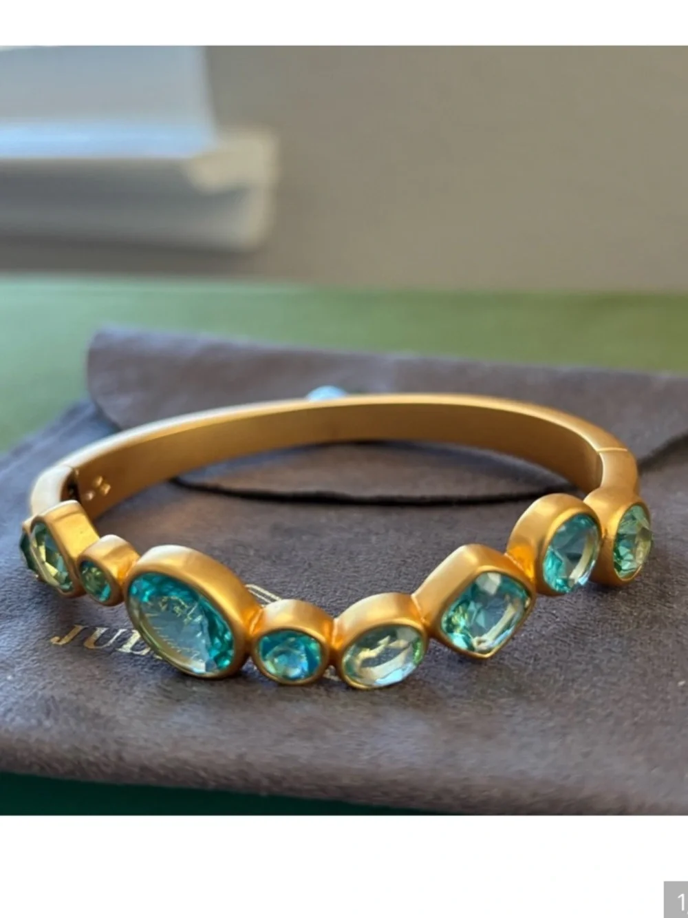 NWOT Julie Vos Gold-Tone Bracelet with Aqua Blue Crystal Accents - Picture 4 of 12